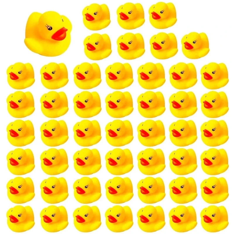 

20-300pcs Baby Bath Toys Swimming Pool Bathing Ducks Water Game Float Squeaky Sound Rubber Ducks Toys for Children Gifts