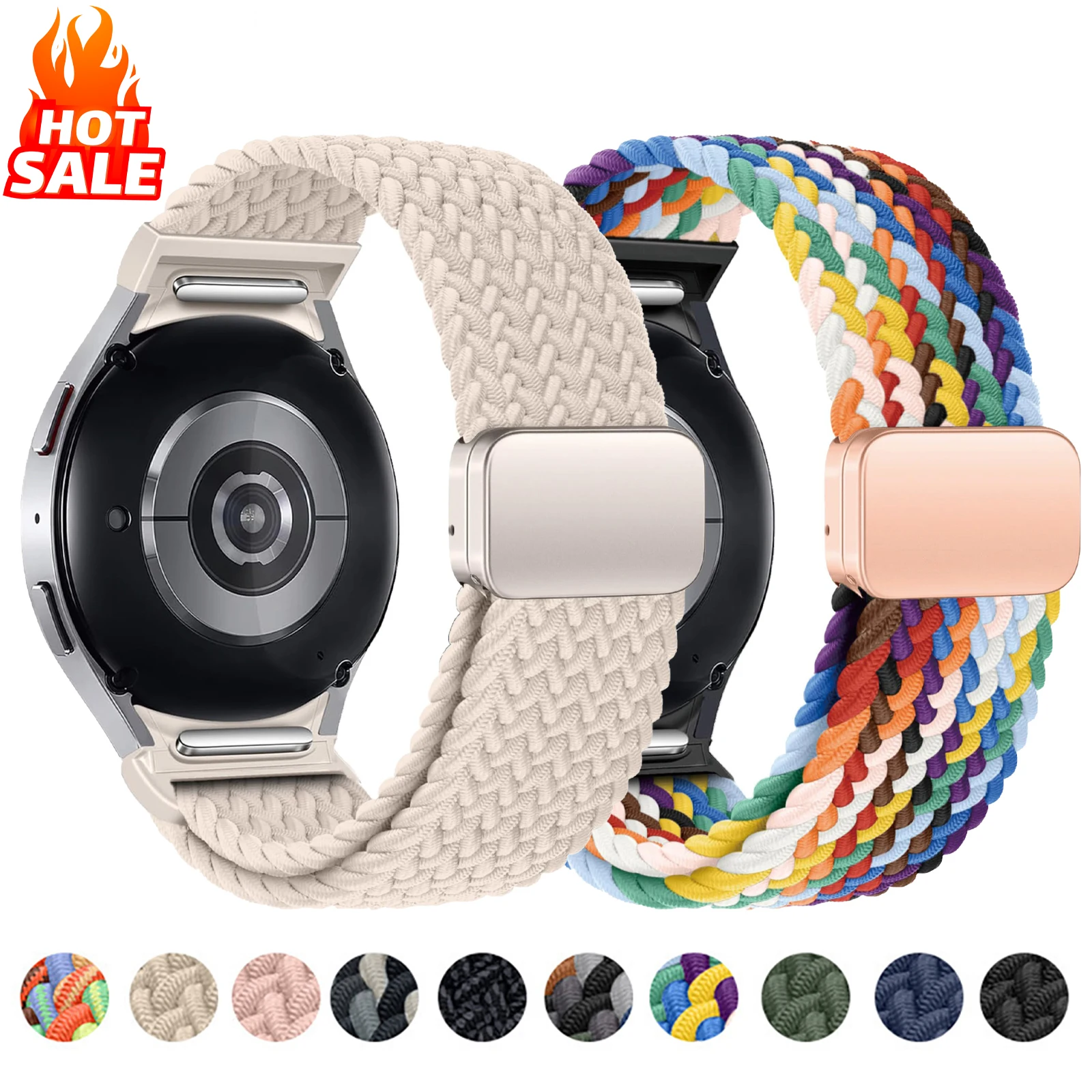 רצועת מתולתלת לשעון Samsung Galaxy Watch 7 6 5 4 44mm 40mm/5 pro צמיד מגנטי Galaxy watch6 watch4 classic 47 43