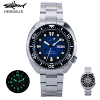 heimdallr mens turtle abalone diver watch bluegrey dial sapphire ceramic bezel nh36 automatic movement stainless bracelet 200m