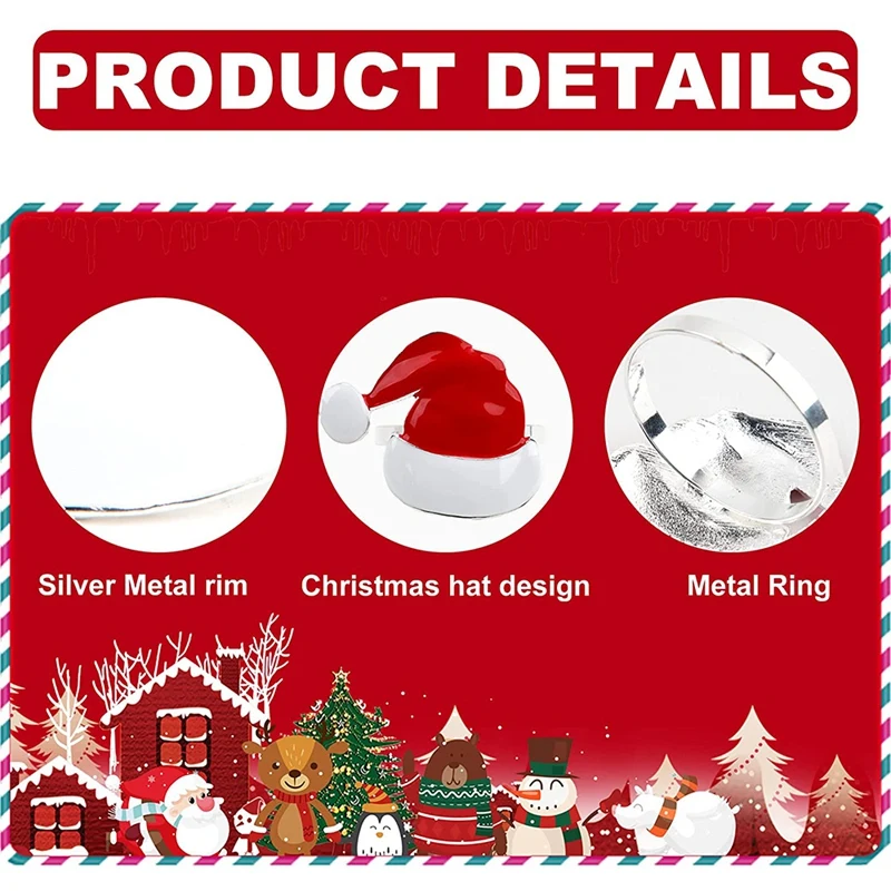 8 Pieces Christmas Hat Napkin Rings Santa Holder Buckle for Holiday Party Dinner Wedding Table Decor | Дом и сад