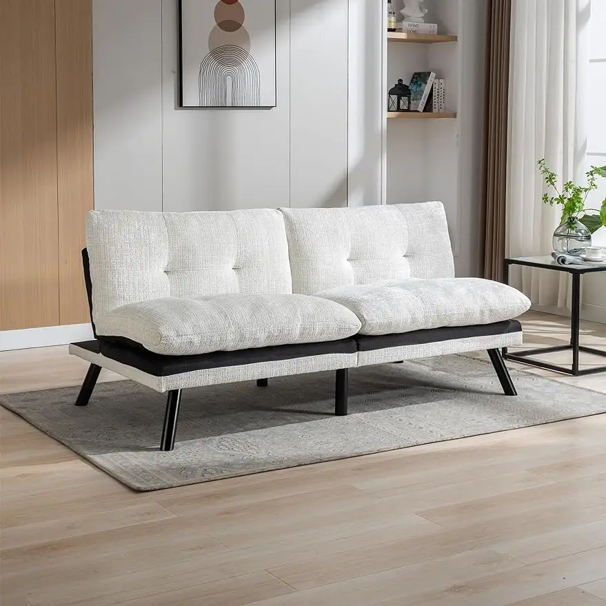 

Futon Sofa Bed, Convertible Sleeper Couch Memory Foam Small Splitback Loveseat for Living Room, Modern Upholstered Love Seat