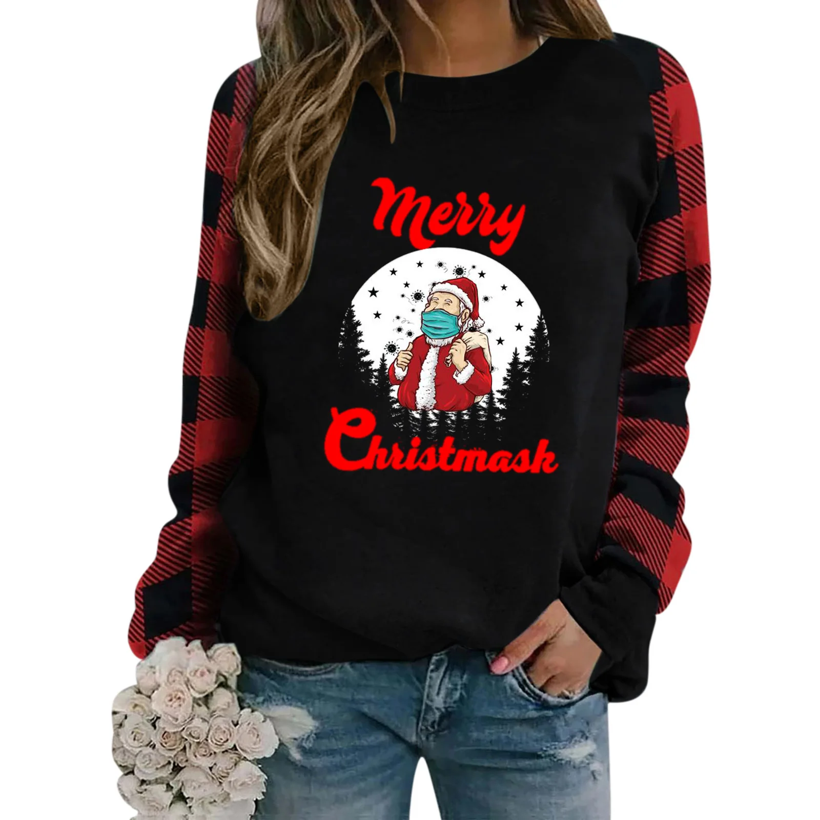 

2022 Christmas Sweater Women's Casual Fleece Long-sleeve Printed Top Winter Clothes Streetwear Women Gothic Sweatshirt Hoodie