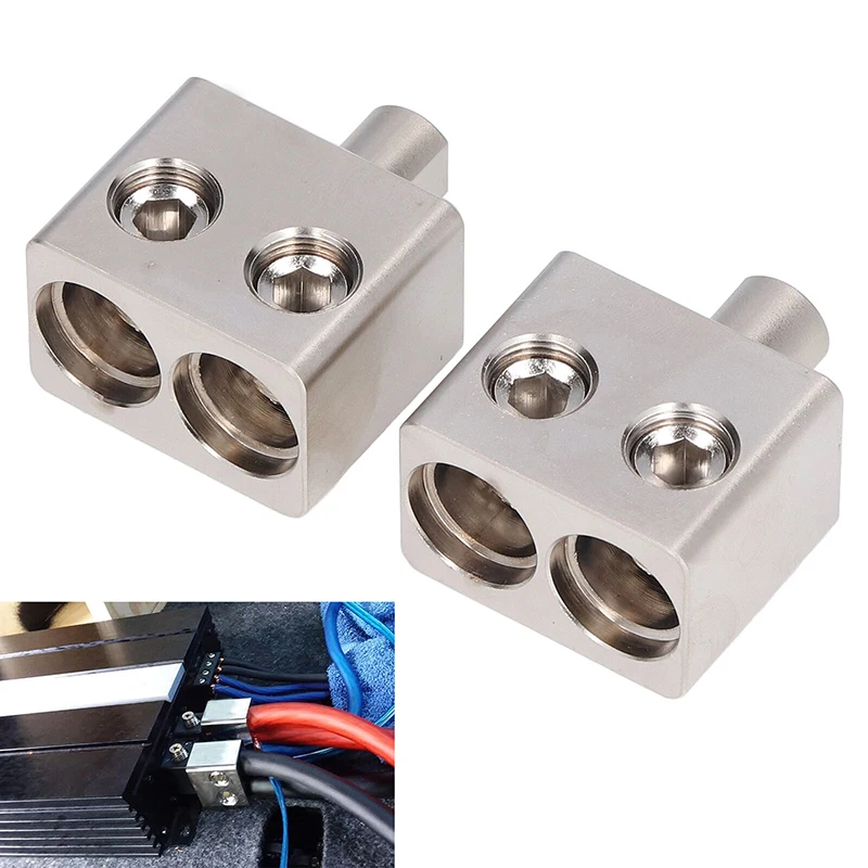 

2Pcs Car Audio Amplifier Dual 1/0 Gauge To 1/0 Gauge Amp Input Reducers Discharg