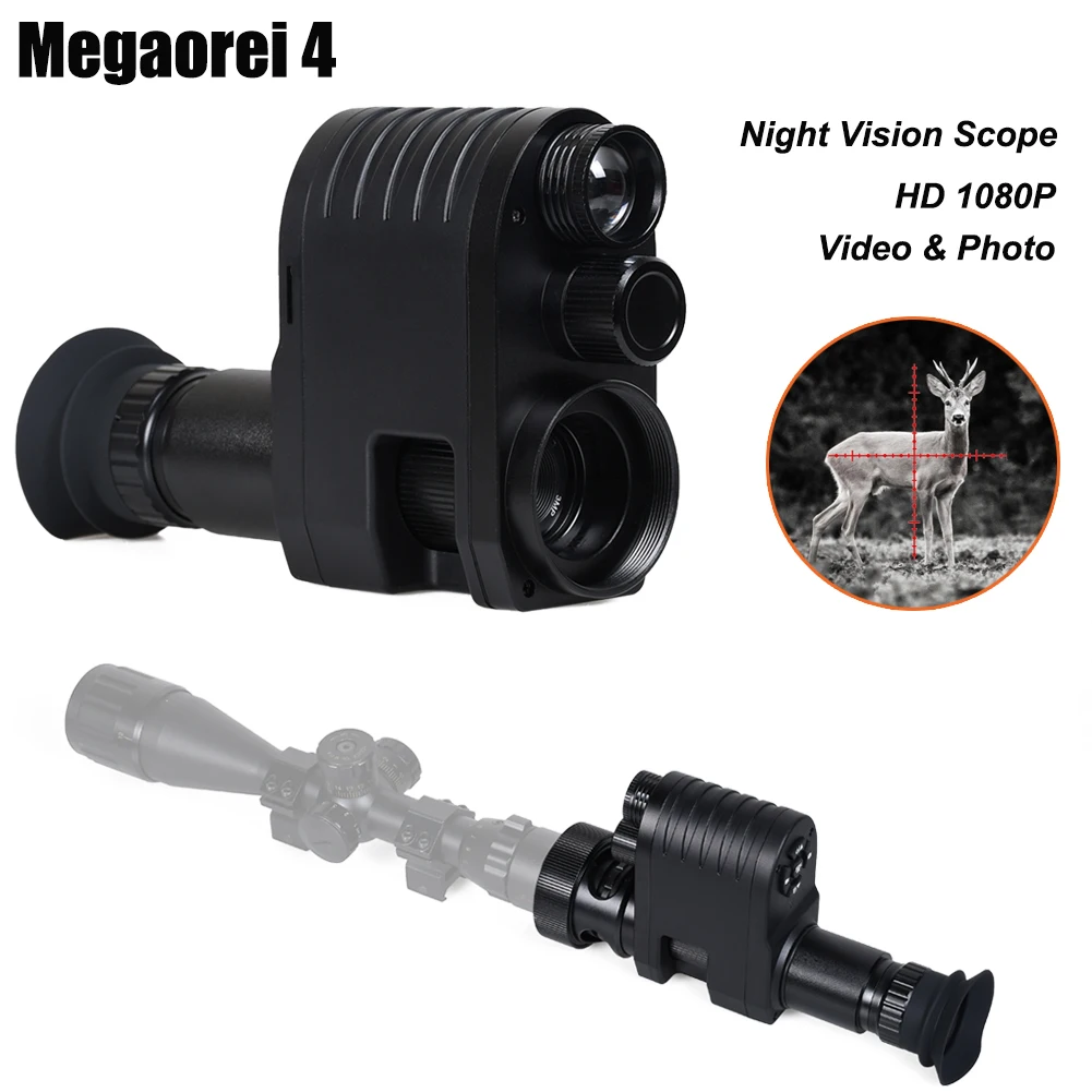 

Megaorei 4 Night Vision Scope Hunting Riflescope Optical Sight Camera HD 1080P Video Photo Record with Infrared IR Laser Light