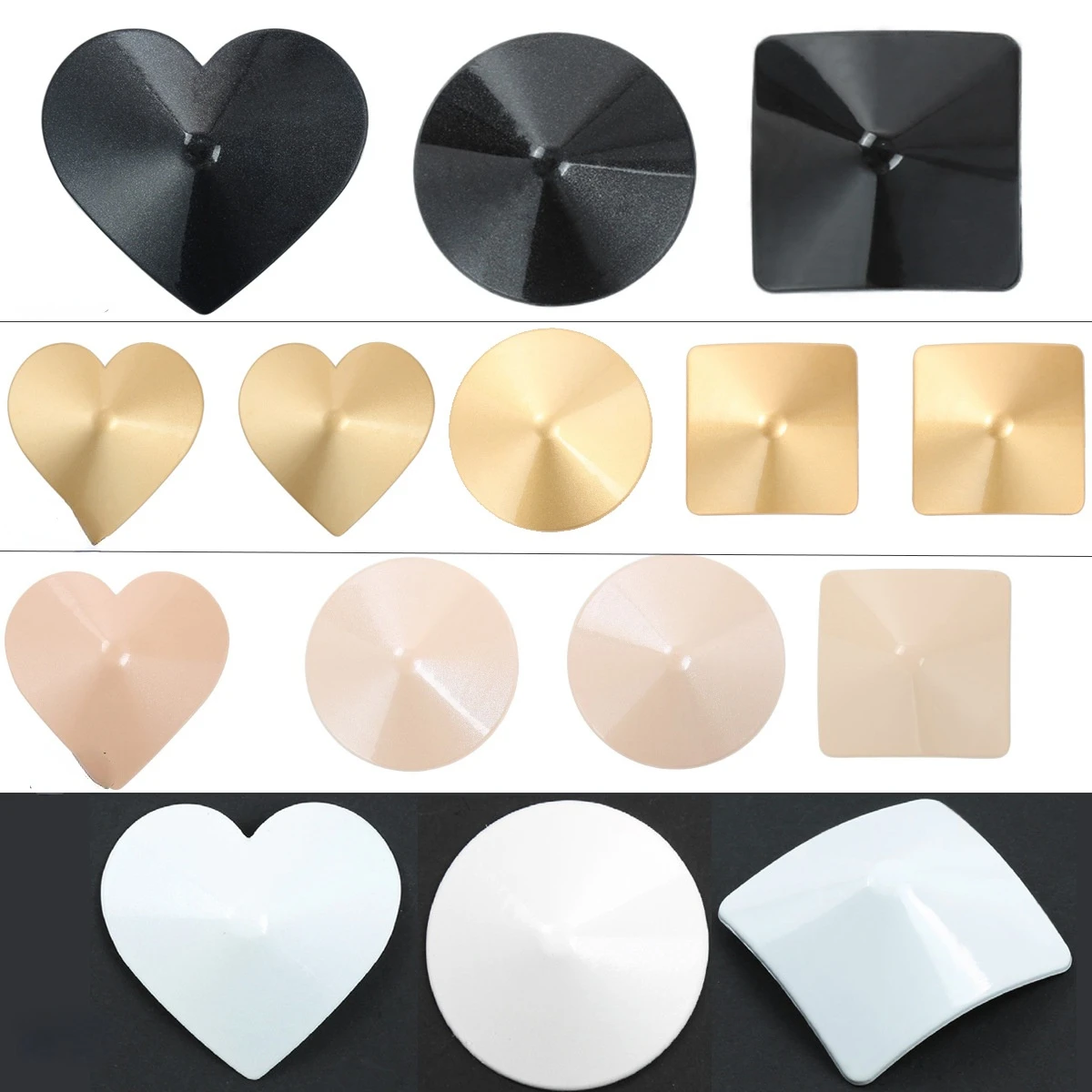 Metal Nipple Covers Breast Chest Pasties Stickers Round Square Heart Shape Self Adhesive Breast Petals Women Sexy Sticky Bra