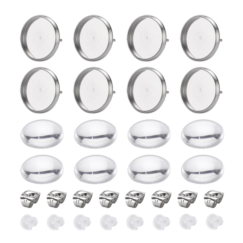 

12mm Stainless Steel Time Gem Bottom Bracket Earrings Accessories Set Diy Handmade Earrings Ear Jewelry Accessories