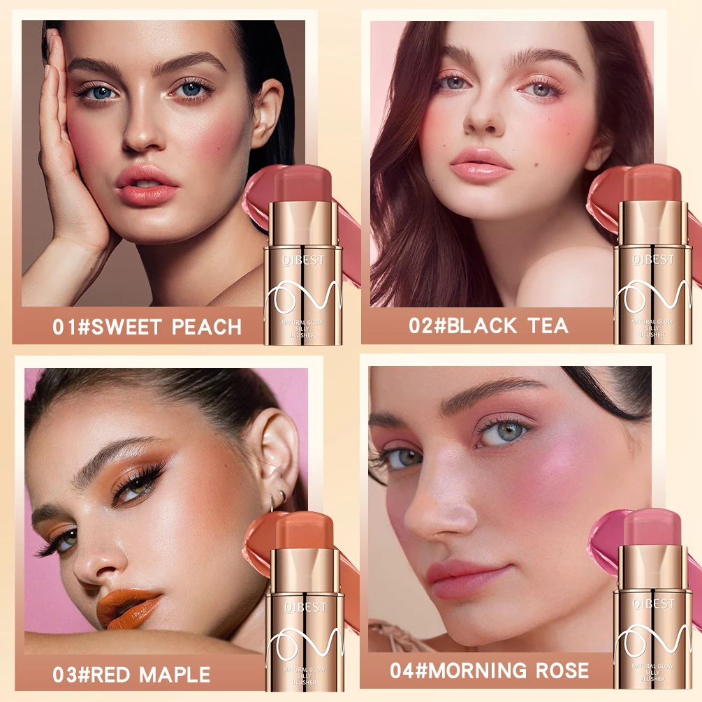 QIBEST Cream Blush Stick Матовые шелковистые румяна для лица Натуральные глаза Щеки Губы