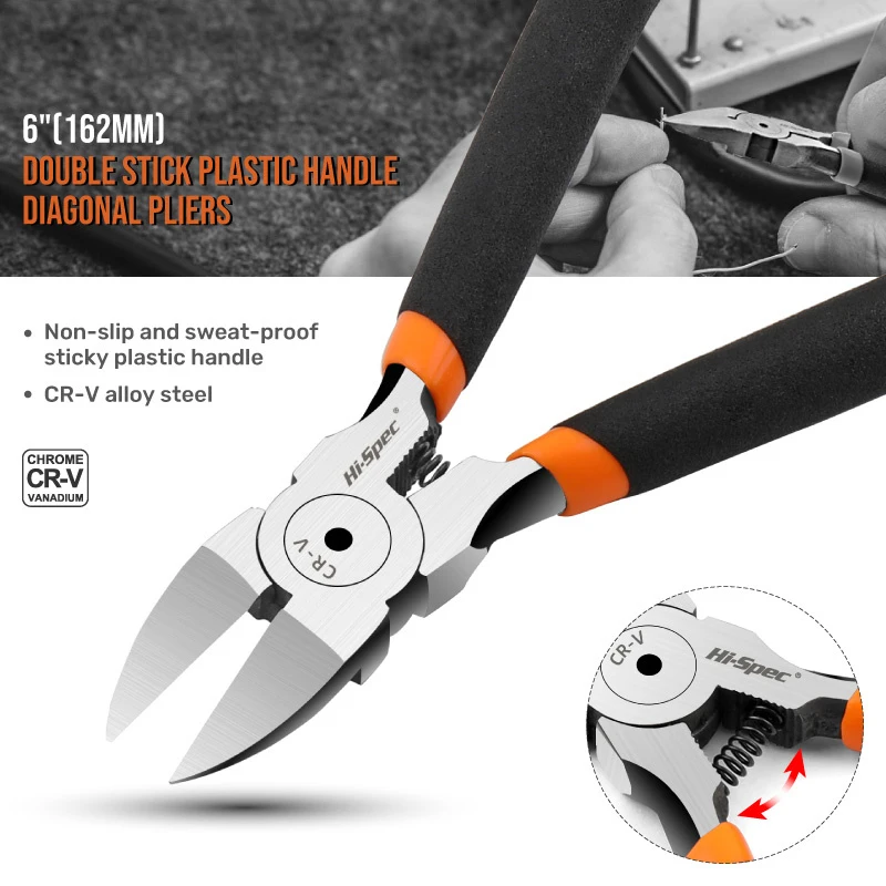 

Diagonal Cutting Pliers 6" Wire Stripping Tool Side Cutter Cable Burrs Nipper Electricians DIY Repair Hand Tools