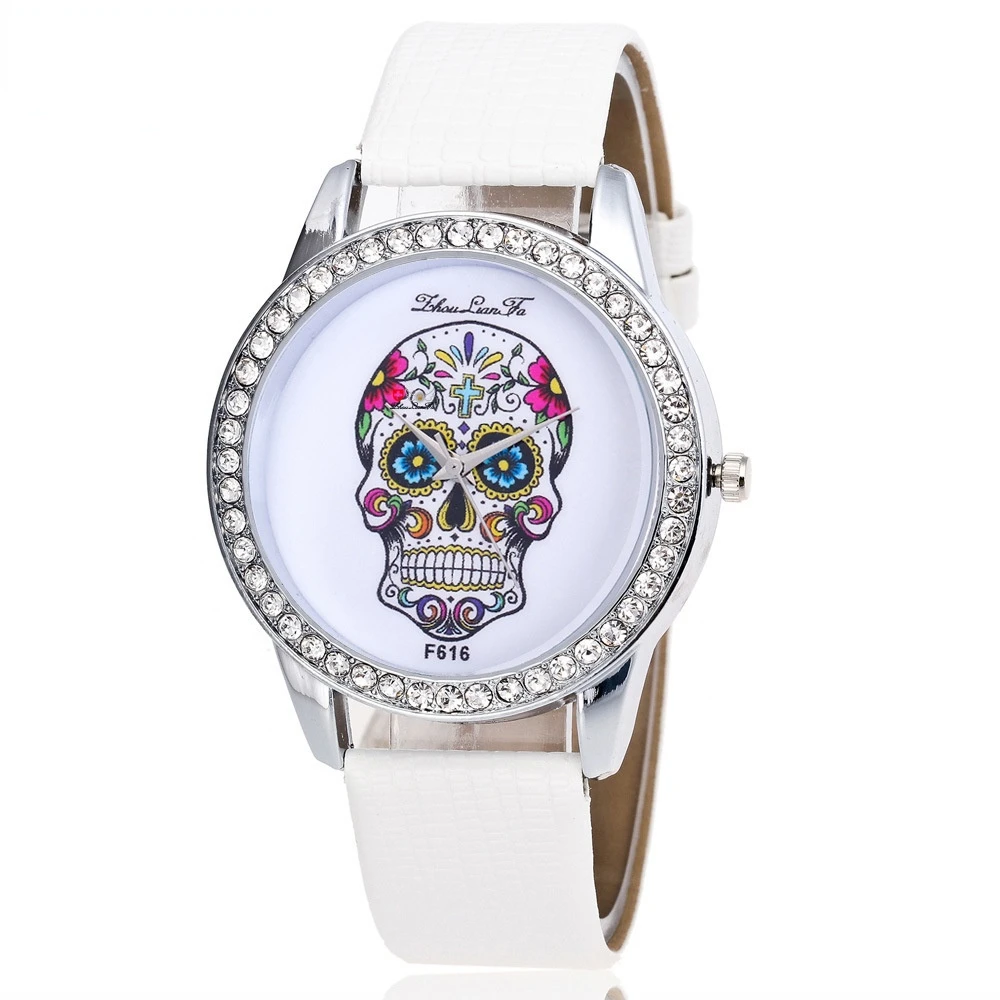 Модные садовые часы в стиле хип-хоп с рисунком черепа модные унисекс ремешком для