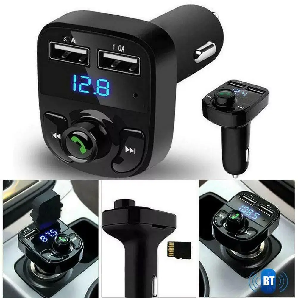 Автомобильный беспроводной Bluetooth FM-передатчик MP3 стерео плеер двойная фотография