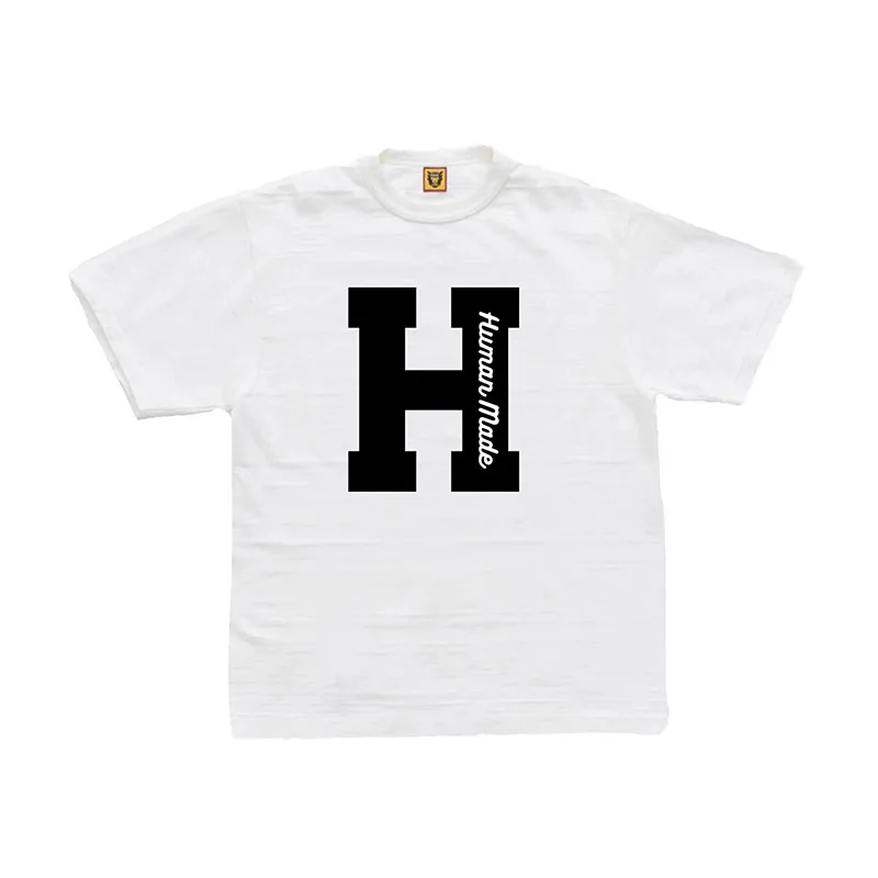 

Human Made Black T-Shirt Slub Cotton Letter Print Men Women 1:1 HUMAN MADE Loose Short Sleeves