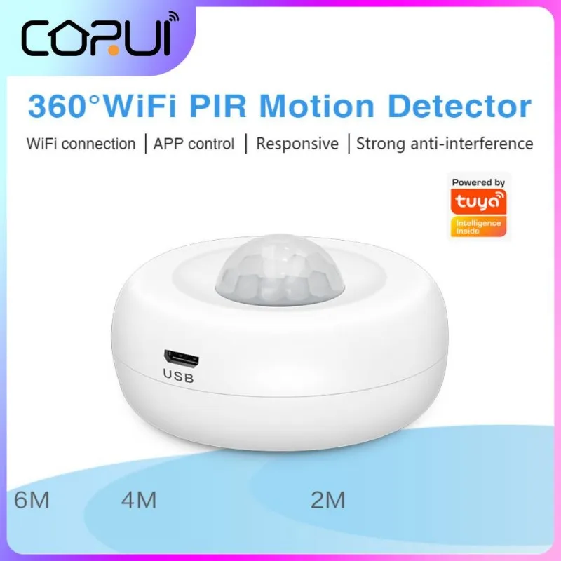 

CORUI Tuya WiFi PIR Motion Sensor Infrared Passive Detector Smart Home Motion Sensor With Tuya Smart Life Security Alarm Sensor