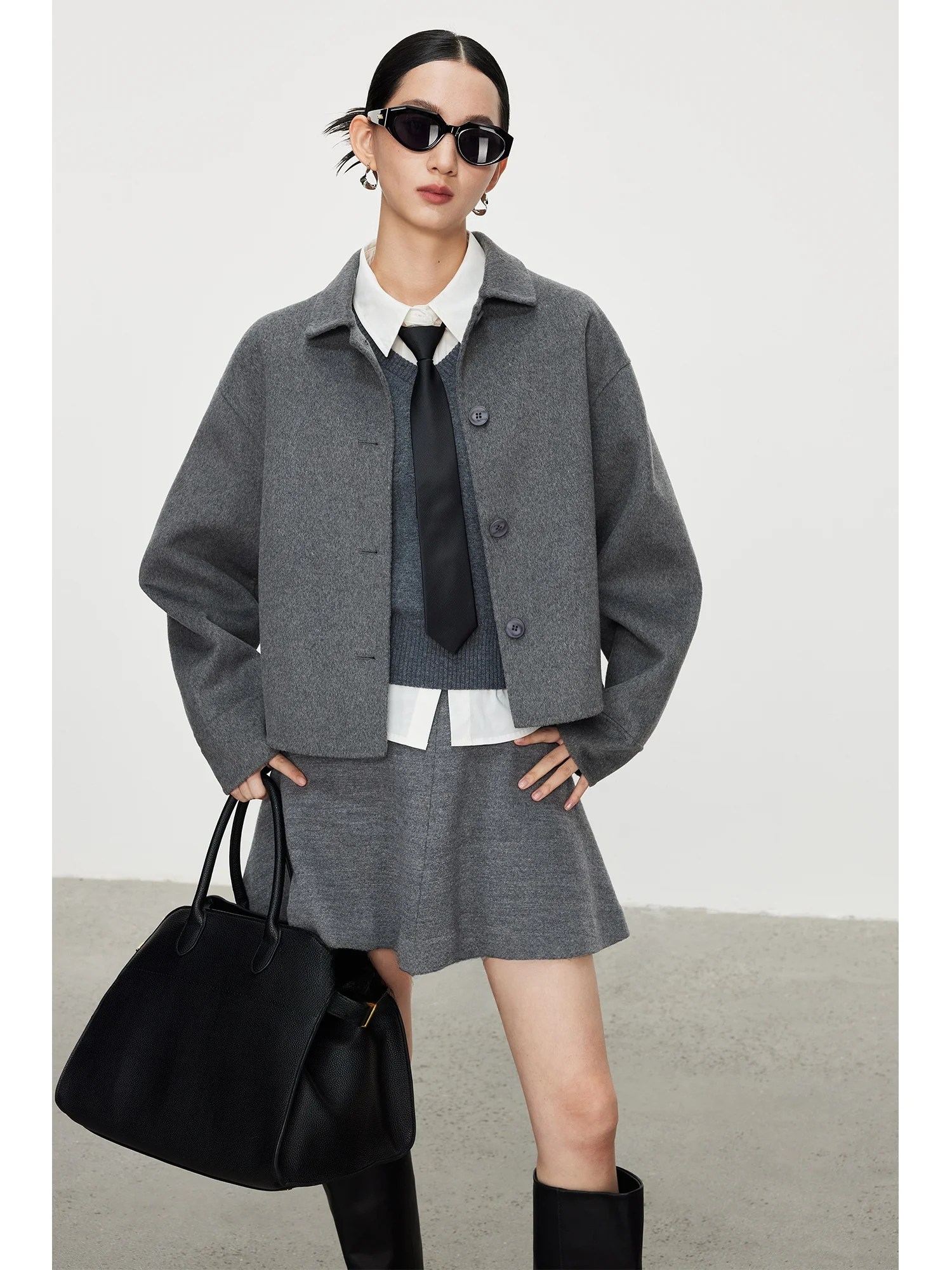 Двусторонний дафлкот из ангоры Uniself женская зимняя новинка 2024