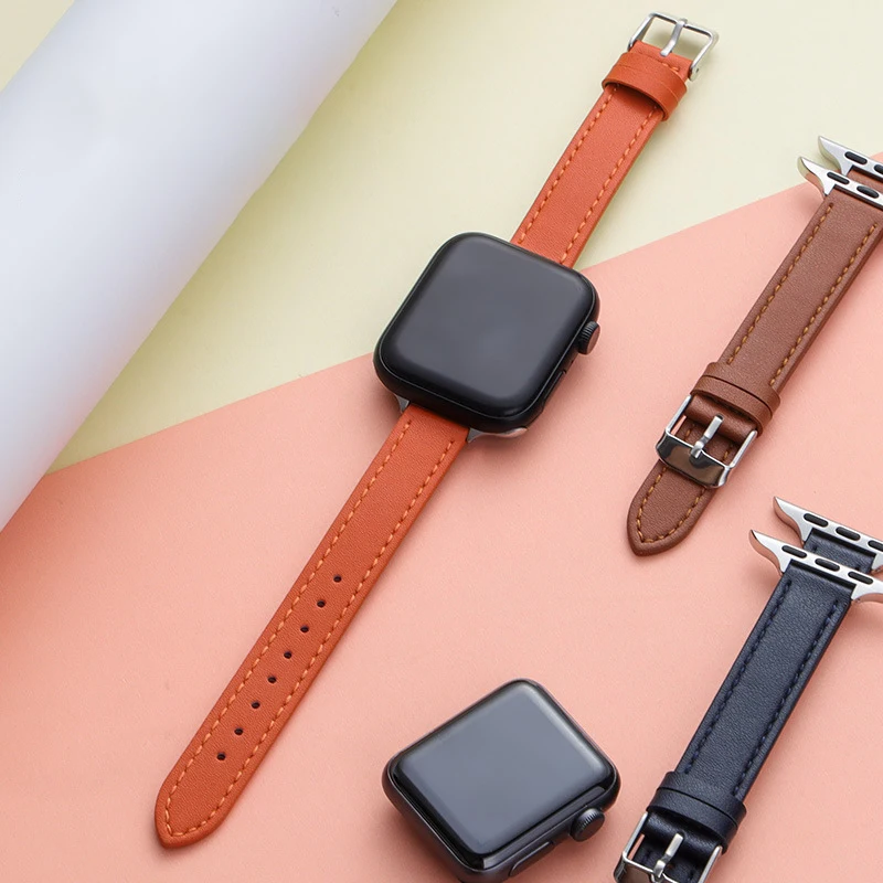 

Fashion Leather Strap For Apple Watch Band 44mm 38mm 42mm 40mm 45mm 41mm iwatch Series Se 7 4 5 6 3 2 1 Luxury Watch Strap