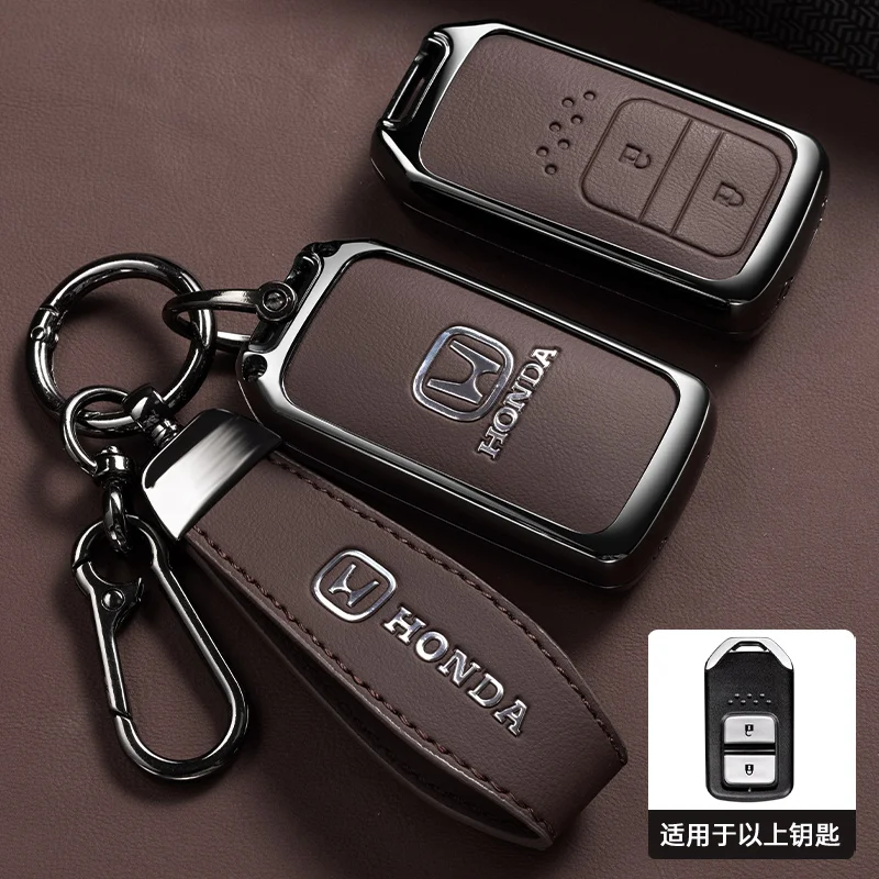 

Кожаный чехол из цинкового сплава с дистанционным управлением для автомобиля, чехол-держатель, сумка для Honda Vezel City Civic Jazz BRV BR-V HRV, аксессуары