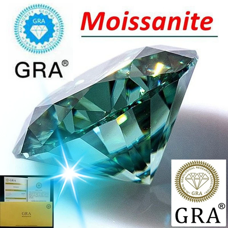 

GRA Certified Moissanite Stone Blue-green Diamonds Color D VVS 3EX Moissanite For Rings