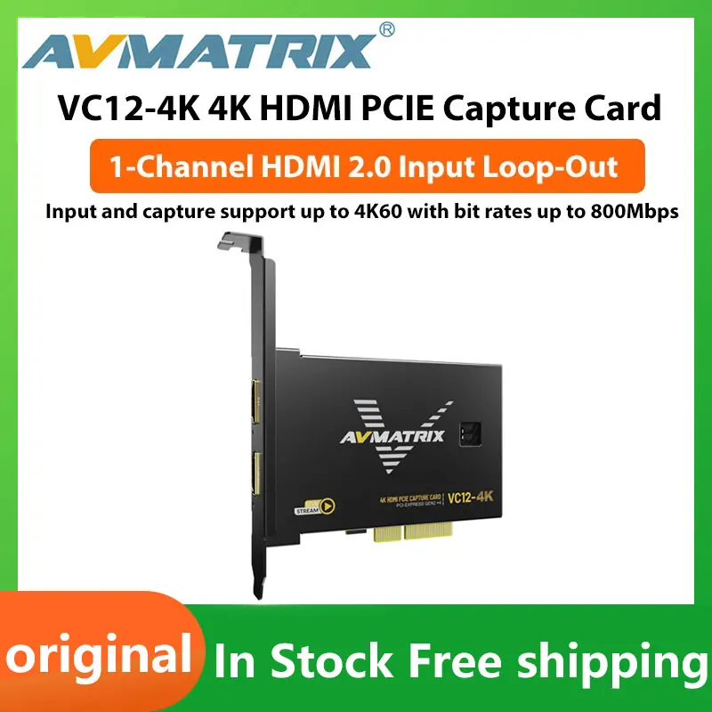 AVMATRIX VC12-4K Карты захвата PCIE Карта игр 4k для прямогоestream и записи в 4K60 UHD со