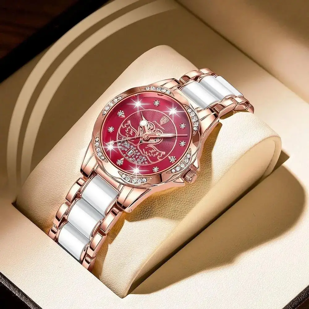 POEDAGAR Women Watch Luxury Quartz Diamond Rose Gold Ceramics Steel Watches Waterproof Luminous Swiss Brand Ladies Wristwatches enlarge