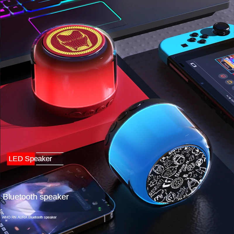 

Bluetooth Stereo Mini Heavy Subwoofer Oversized Small LED Colorful BT5.0 Speaker Outdoor Sound Box Luminous Portable