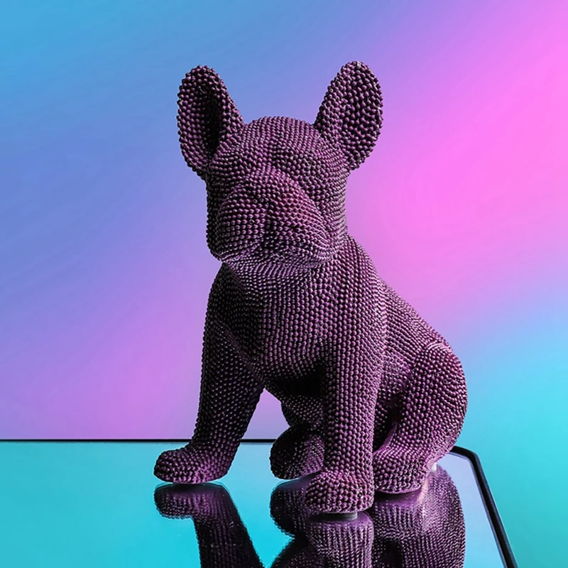 

NEW-Creative Resin Color Pellet Dog Figurine Sculpture French Bulldog Statue For Home Office Bar Store Art Ornament