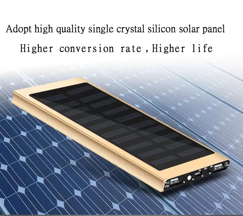 

2023New NEW 50000mah Power Bank External Battery 2 USB LED Powerbank Portable Mobile phone Solar Charger for Xiaomi mi iphone 7