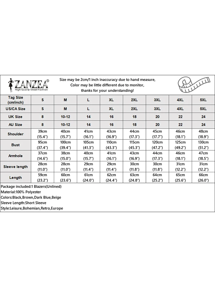 ZANZEA Fashion Blazer Summer Lapel Neck Shirt Woman Solid Color Short Sleeve OL Blouse Femme Casual Streetwear Tops Blusas Mujer
