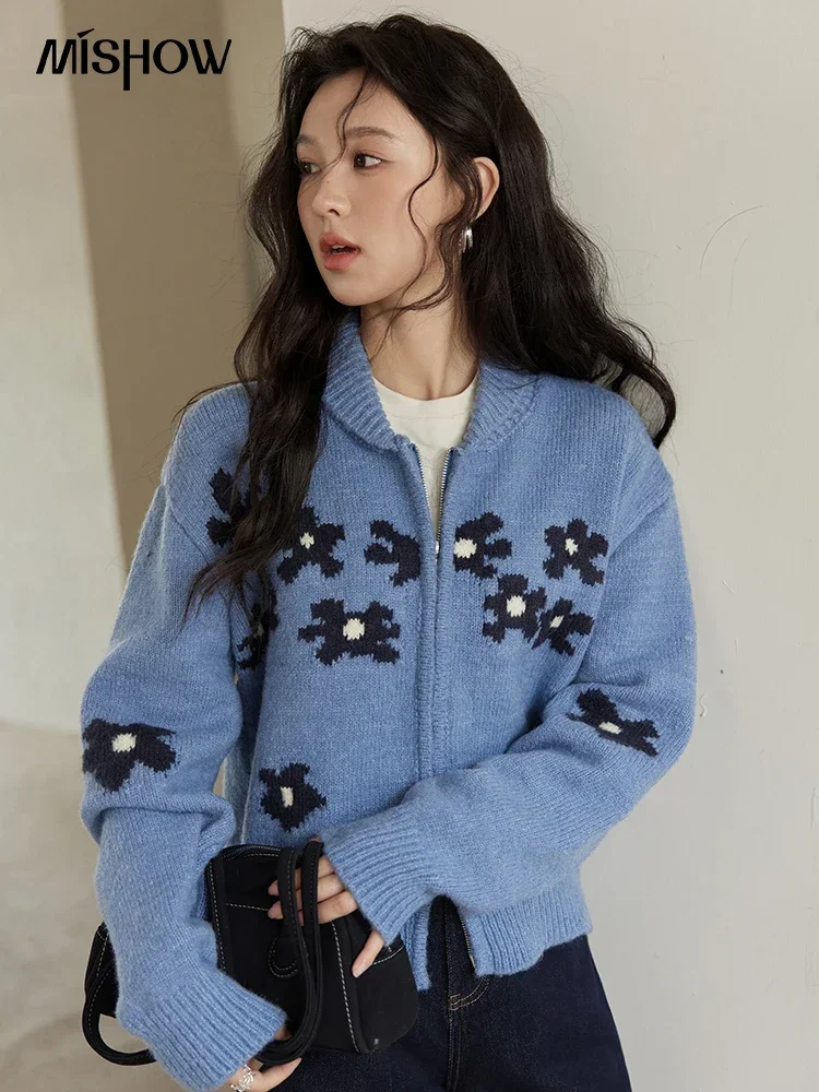 MISHOW винтажный жаккардовый свитер кардиган для женщин осень-зима 2024 элегантный