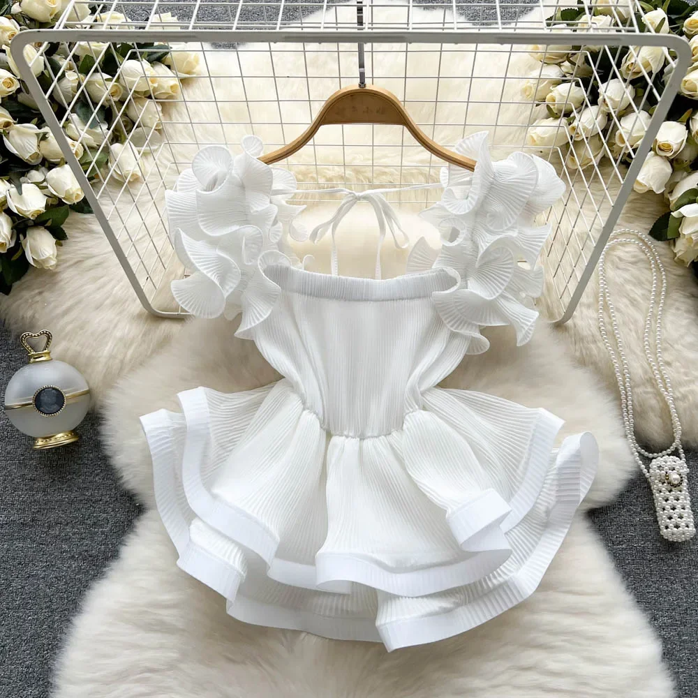 Блузка женская повседневная с коротким рукавом пикантный однотонный топ со