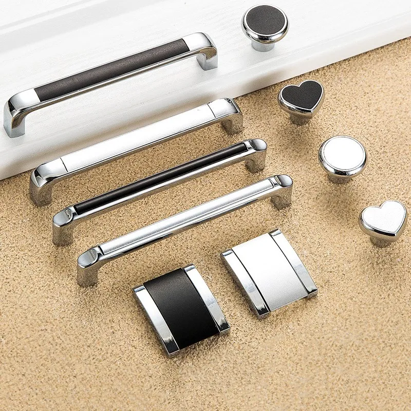 

Мебельная фурнитура, цинковый сплав, серебристый, черный, ручки для современной мебели, 1 шт.