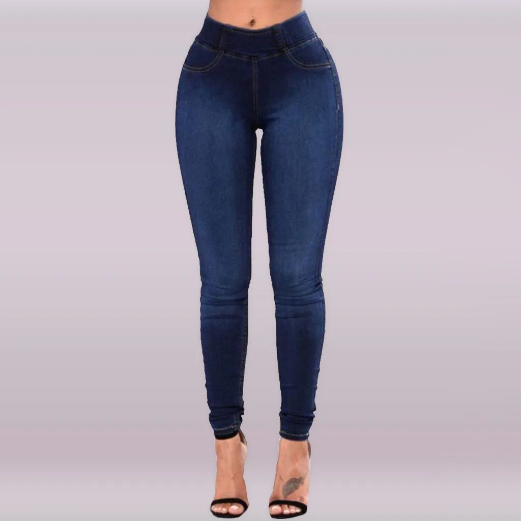 

Women'S Plain Elastic Waist Straight-Barrel Trousers Tight Jeans 2023 New Style Jeans Women Hip-Lifting Thin Feet Pants Women