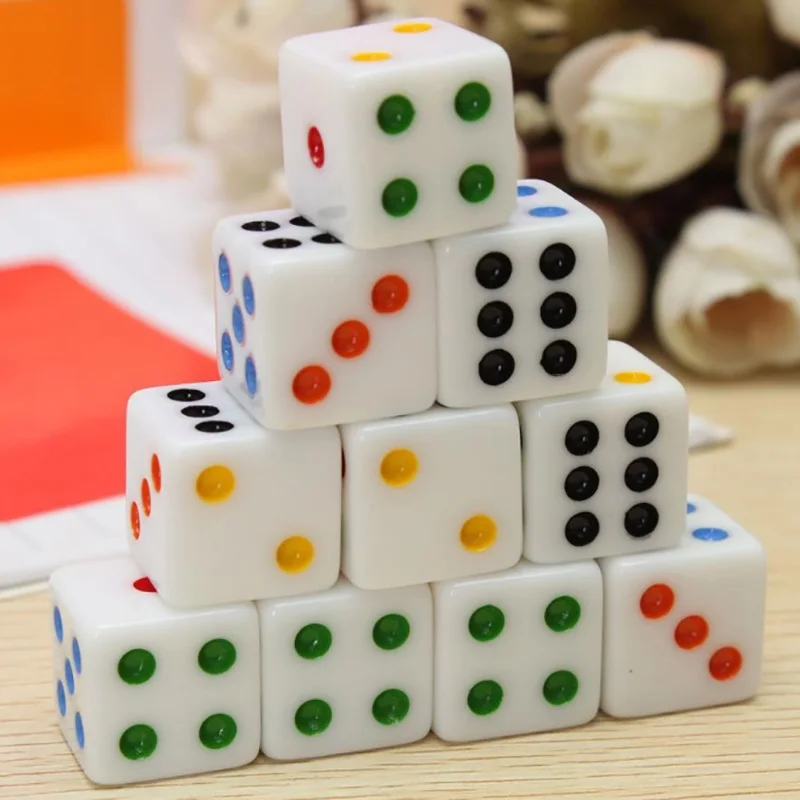 

10 Pcs/lot Colorful Point Dice Puzzle Game 6 Sided Square Corner Dice Funny Game Accessory 16mm