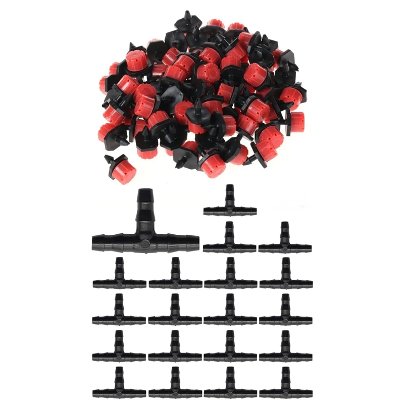 

200 шт. стандартная система капельного орошения и 150 шт. универсальных тройных фитингов с зазубринами 1/4 дюйма с зазубринами