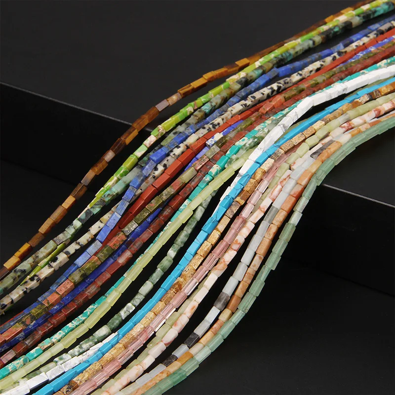 

Wholesale 4x2mm SquareTube Stone Beads Jaspers Agate Spacer Loose Charm Bead for Jewelry Making DIY Chakra Bracelet Accessories