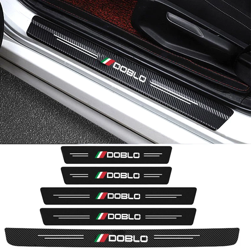 Углеродное волокно для Fiat DOBLO Logo порог машины Strip Водонепроницаемая защитная
