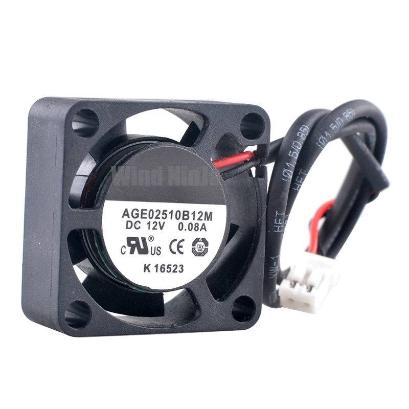 AGE02510B12M 2 5 см 25 мм вентилятор 25x25x10 DC12V 0 08A 2-контактный охлаждающий с