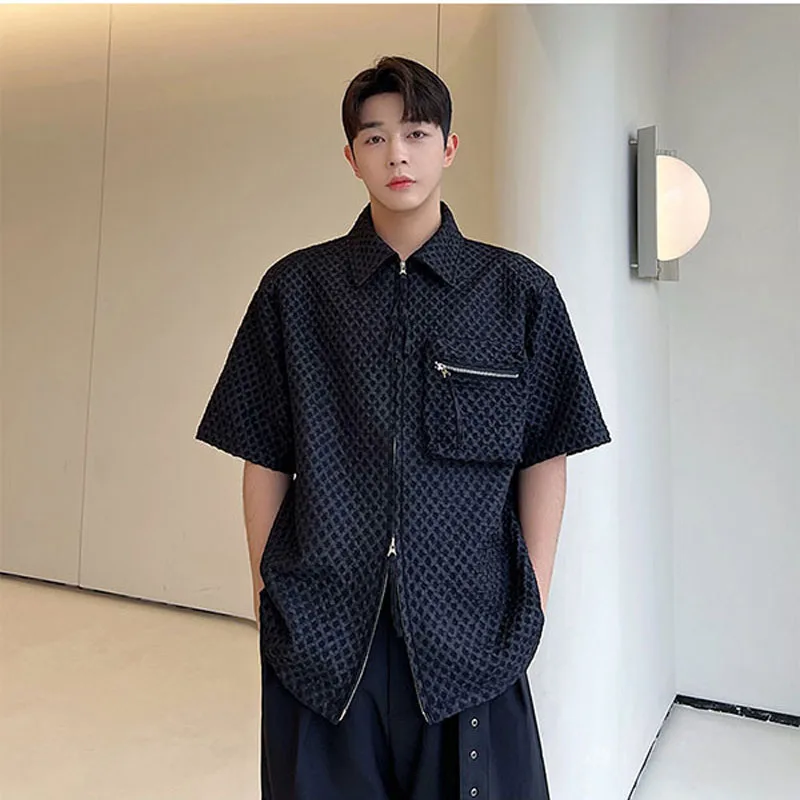 

Карманная японская Корейская уличная одежда, летние короткие модные рубашки унисекс, мужские винтажные повседневные большие рукава