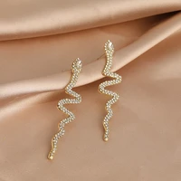 2022 new trend long snake shape tassel crystal drop earrings for women shiny rhinestone dangle earring weddings fashion jewelry