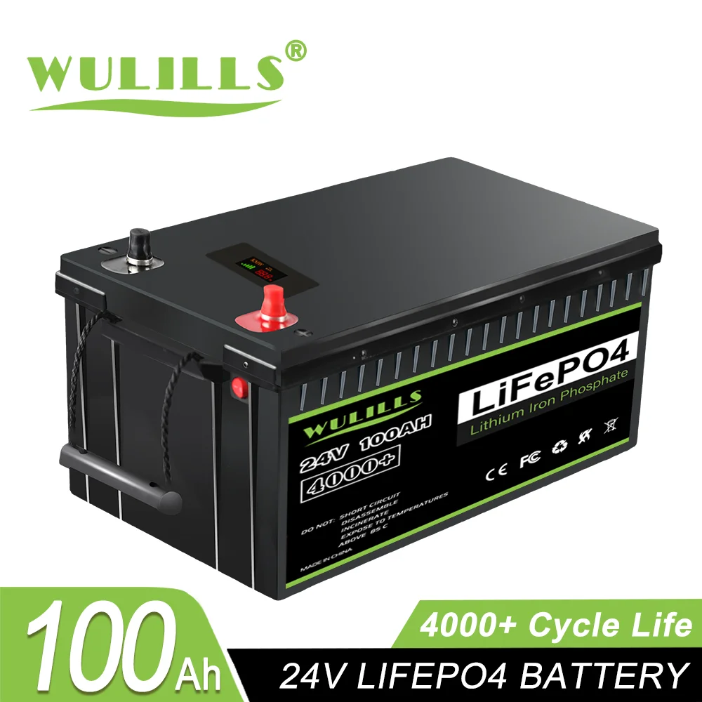 

Аккумуляторы LiFePO4 24 В, 100 Ач, встроенный литий-фосфатный аккумулятор BMS для домашнего энергопотребления, для лодок, внедорожников/фургонов