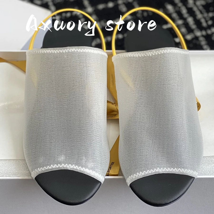 2023 New Summer Flat Sandals Woman Mesh Peep Toe Holiday Beach Shoes Women Back Strap Roman Sandals