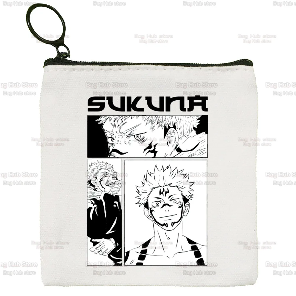 Anime Jujutsu Kaisen Gojo Satoru Yuji Itadori Canvas Coin Purse Custom Logo Storage Pouch Canvas Bag New Coin Bag Key Coin Purse