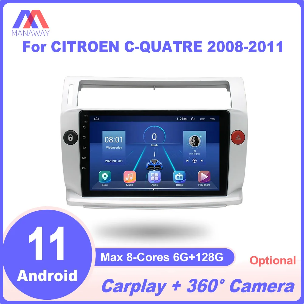 

9 ''Android плеер для CITROEN C-QUATRE 2008-2011 DSP CarPlay Автомагнитола стерео Мультимедиа видео MP5 навигация GPS 2Din