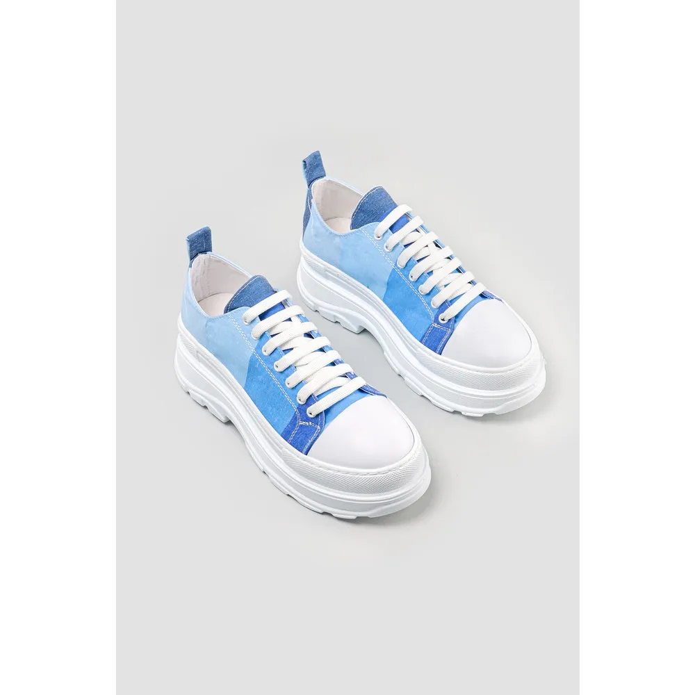

Alyce Mavi Praşüt Fabric Lace-Up Sneakers