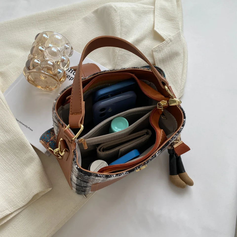 Houndstooth Handbags For Women England Style Plaid Messenger Bags Classic Designer Female Bag Elegant Small Packages VintageTote