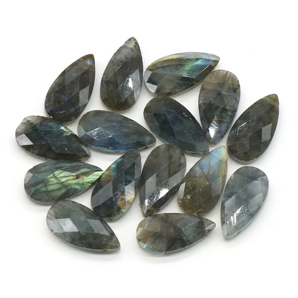 

Good Quality Natural Stone pendant 12pc labrador feldspar Water Drop Shape Loose Bead for Jewelry Making Necklace Accessories