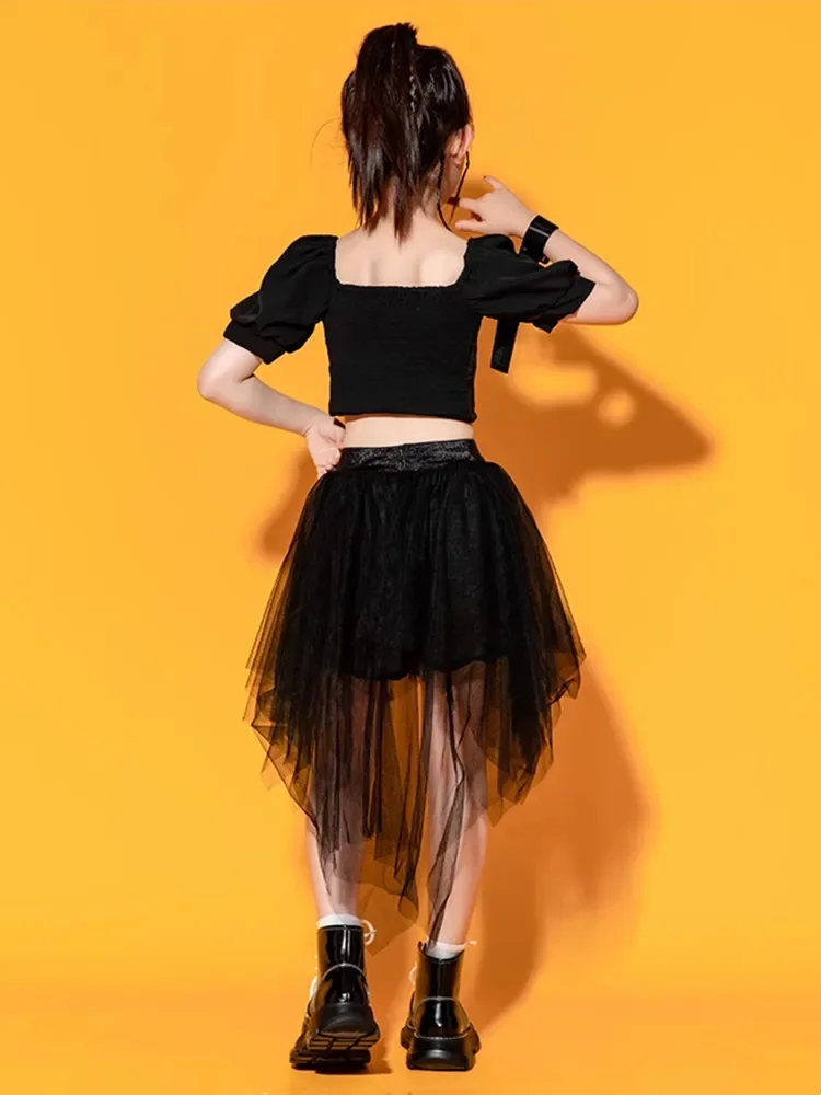 Одежда в стиле хип-хоп для девочек укороченная футболка с квадратным вырезом и