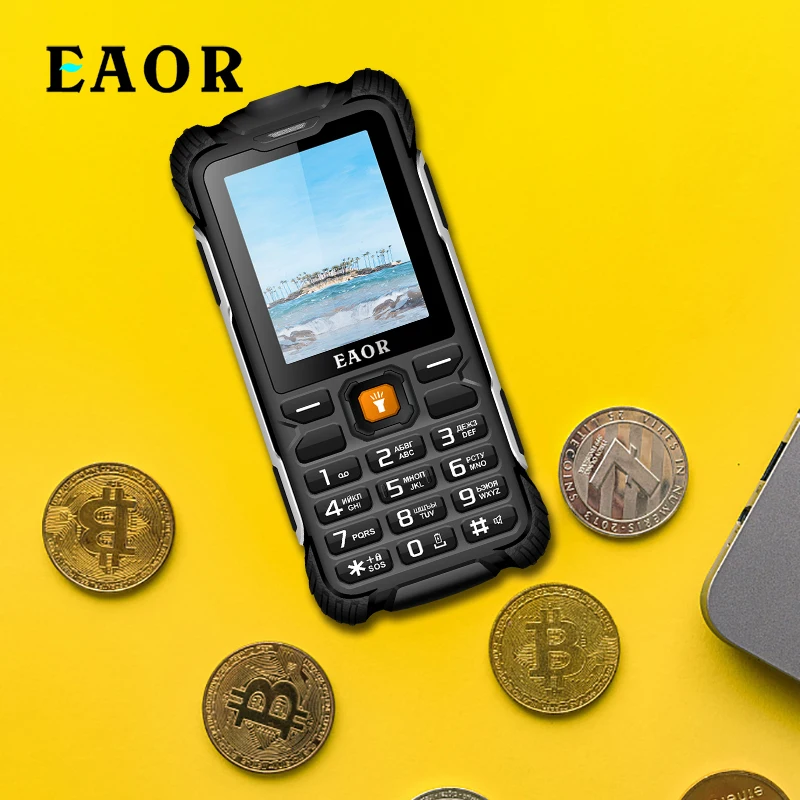 

EAOR Rugged Mobile Phone 2.4inch Dual SIM 3000mAh Power Bank Cellphone IP68 Waterproof Antifall Keypad Phone Torch Feature Phone