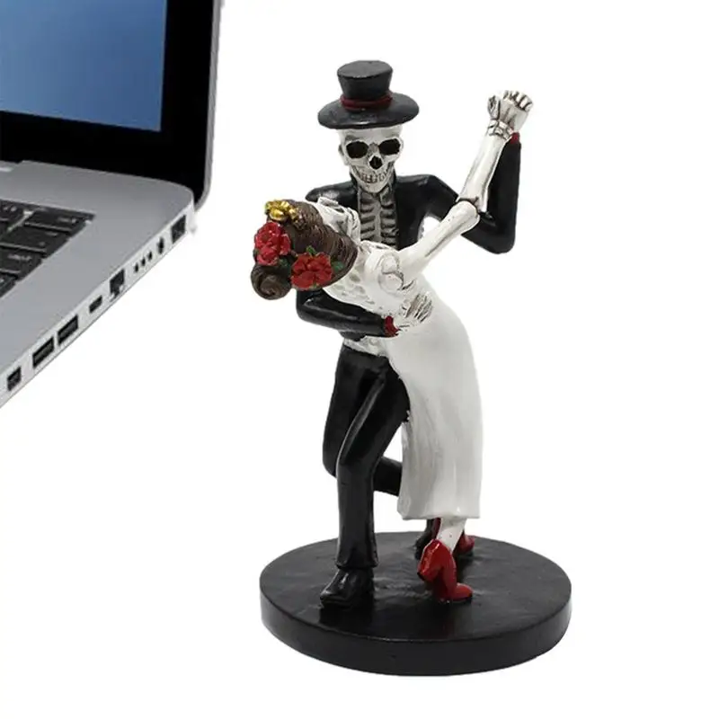 

Sugar Skull Couple Statue Dancing Mexican Skeleton Couple Figurine Collectable Day Of The Dead Mini Resin Decorations Christmas