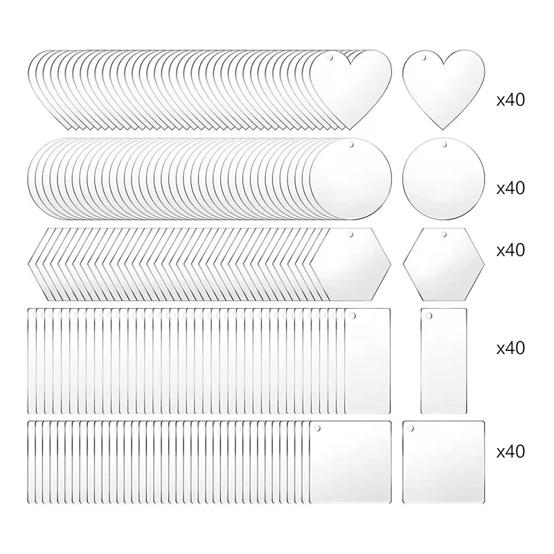 

200x Acrylic Circles Clear Disc Ornaments Blanks with Hole for Vinyl Acrylic Keychain Blanks DIY Keychain Craft Tool