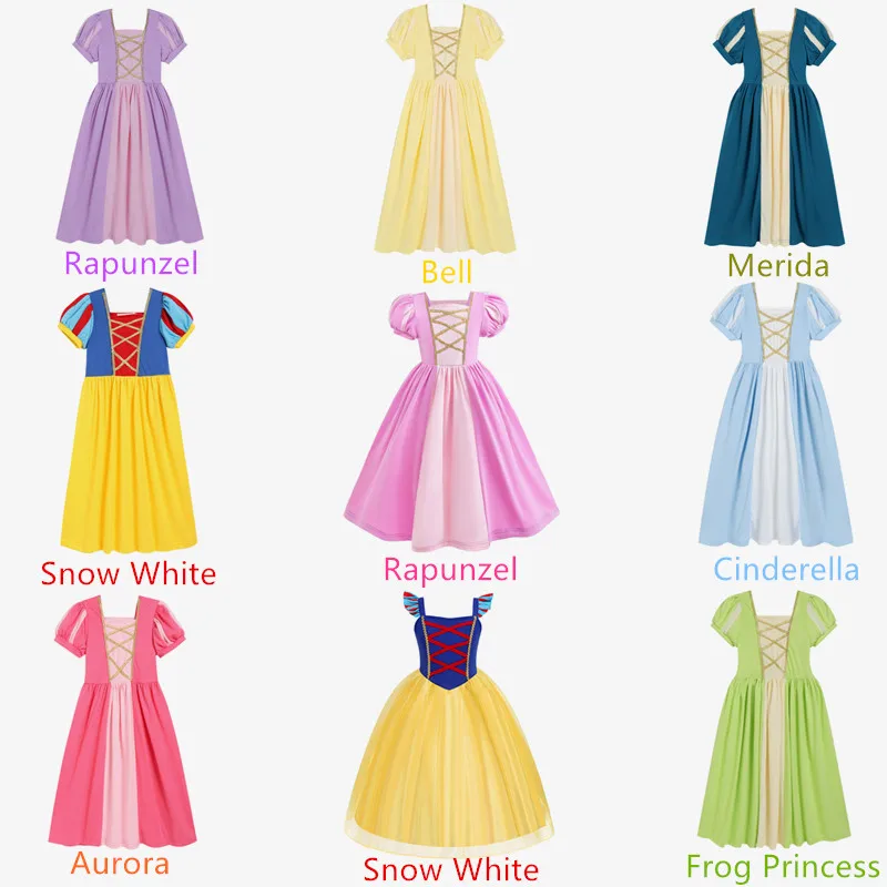 

Girls Knitted Princess Dress Aurora Belle Cinderella Snow White Rapunzel Kids Party Gown Cosplay Costume