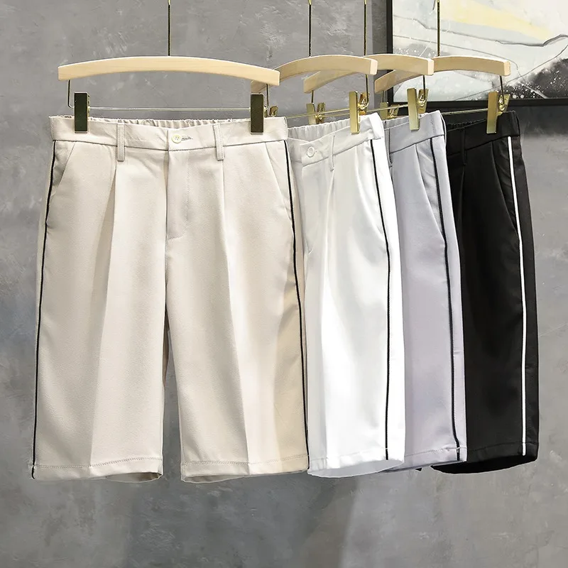

Fashion Casual Shorts Men Summer New Striped Stretch Waistline Breathable Bermuda Beach Blazers Shorts Sweatpants Streetwear